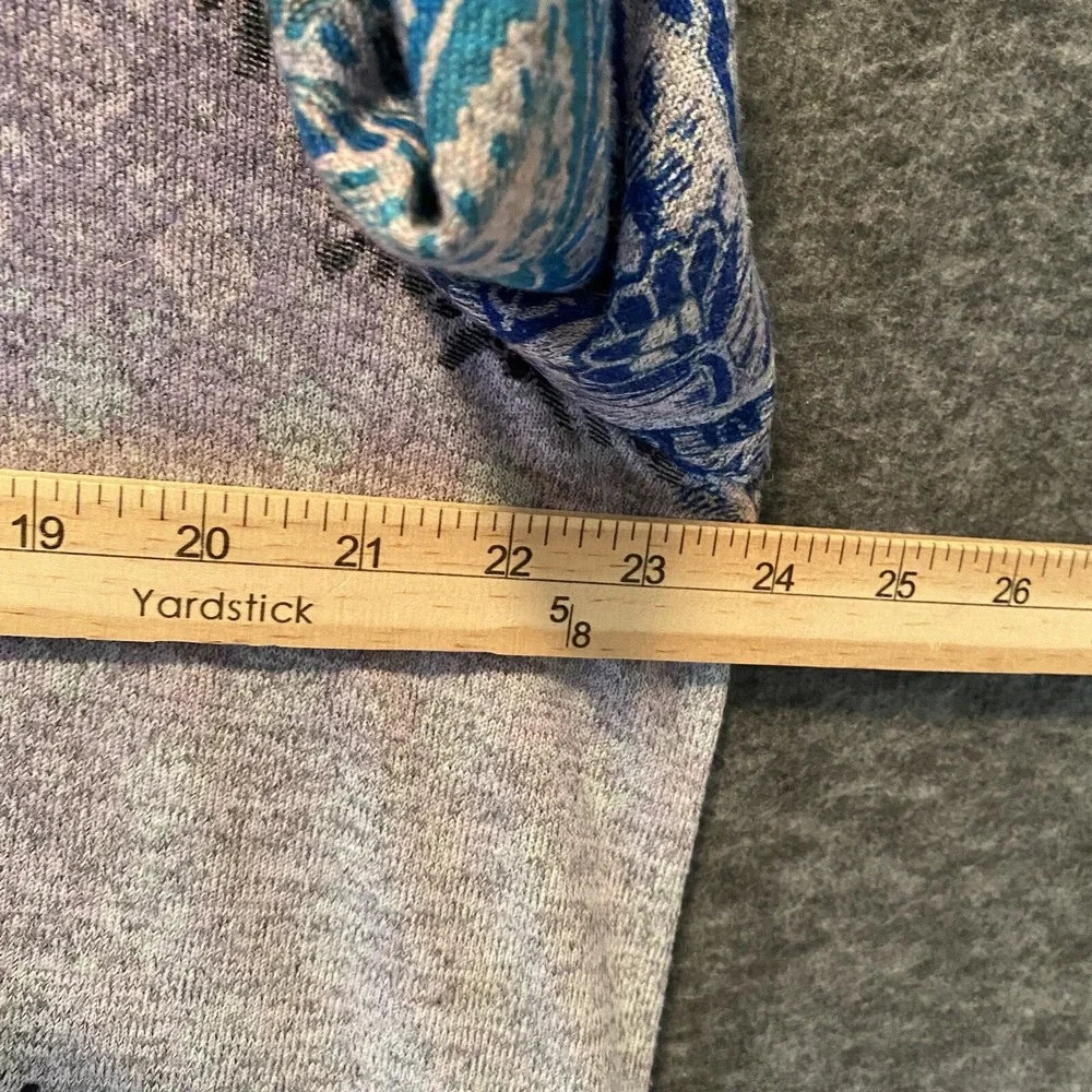 Chicos Sweater Womens 3 XL Paisley Hi Low Stretch Knit Top Tunic Button Cuff‎